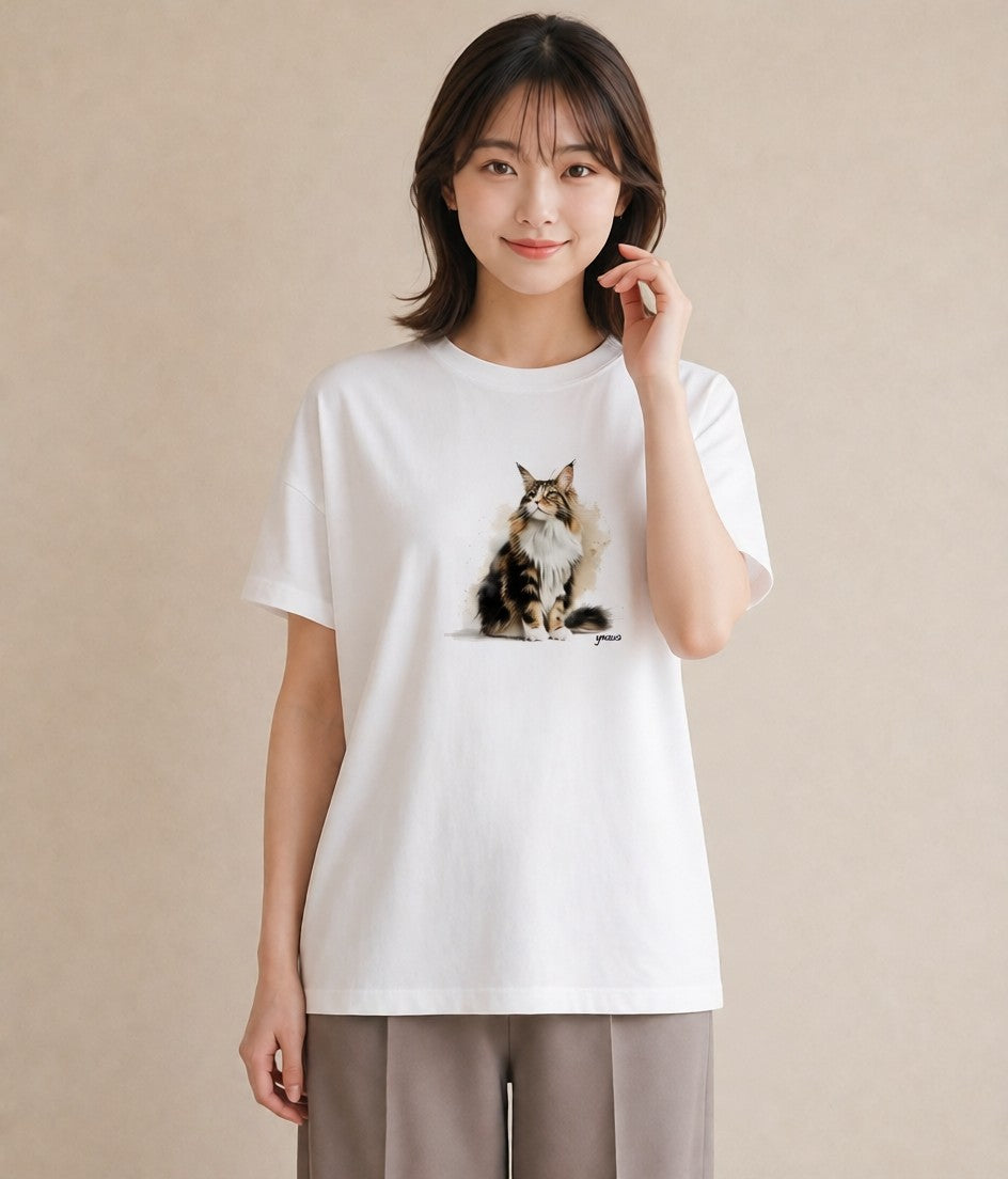 Tシャツ レディース ソマリ 猫 ねこ イラスト 手描き風 デート 帰省 白T