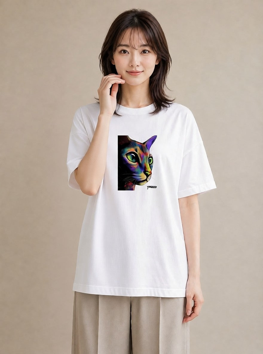 デザインTシャツ レディース スフィンクス 猫 ねこ イラスト ラフ 通勤 在宅 白T