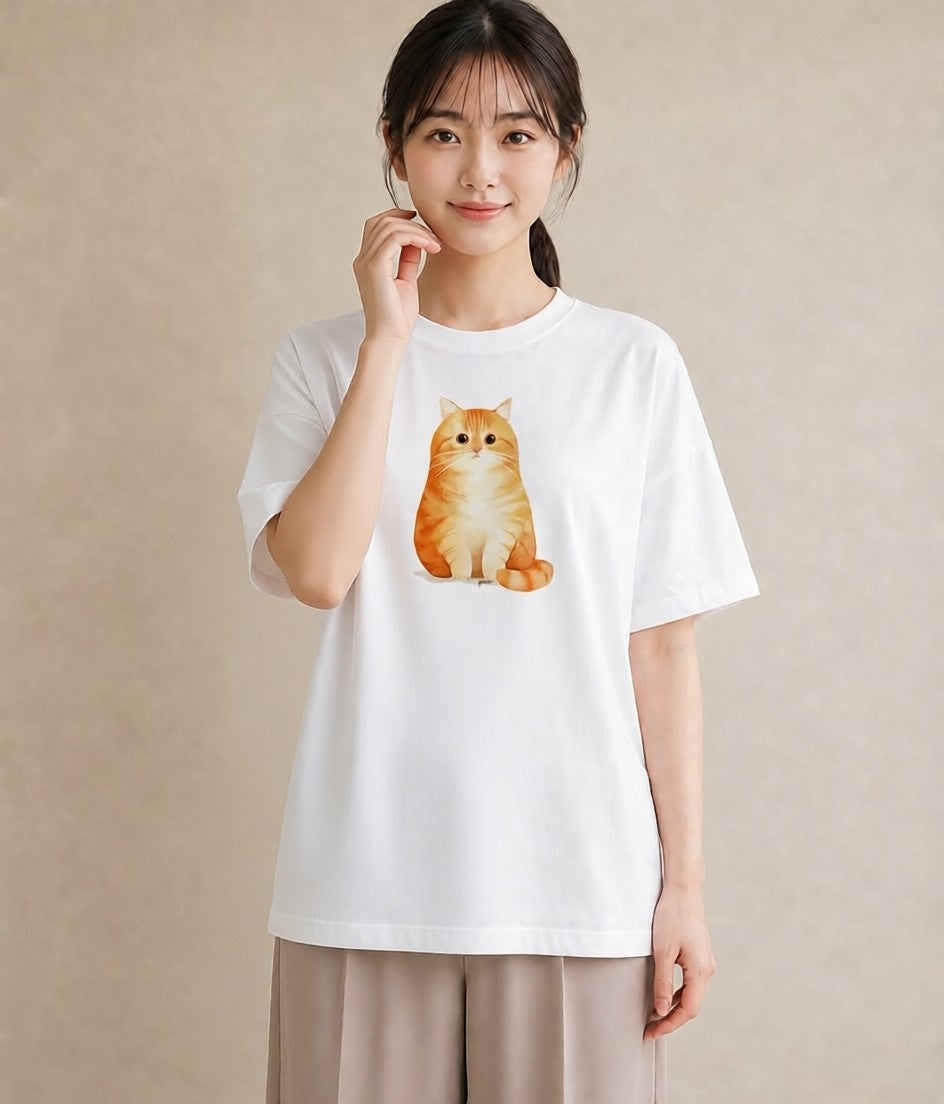 半袖Tシャツ レディース アメリカンショートヘア 猫 ねこ イラスト ポップ 旅行 母娘コーデ 白T