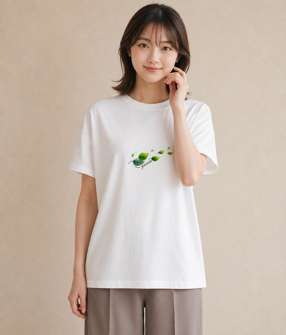 グラフィックTシャツ レディース 葉っぱ 植物 ボタニカル イラスト 可愛い デイリーウェア 休日 白T