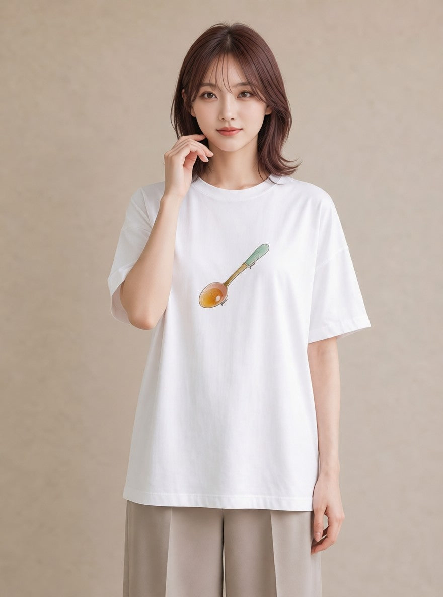 Tシャツ レディース パフェ 食べ物 フード イラスト きれいめカジュアル 誕生日プレゼント 綿100 白T