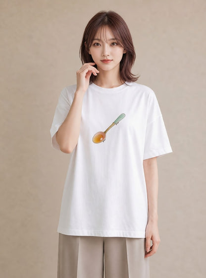 Tシャツ レディース パフェ 食べ物 フード イラスト きれいめカジュアル 誕生日プレゼント 綿100 白T