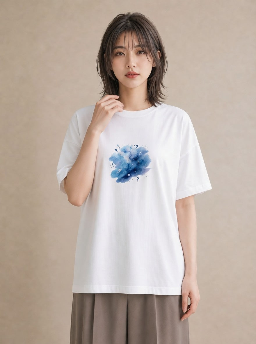 Tシャツ レディース 宇宙 星空 イラスト 手描き風 週末コーデ 敬老の日 白T