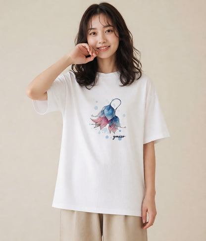 デザインTシャツ レディース 魚座 星空 宇宙 イラスト 淡色 春コーデ 姉妹 白T