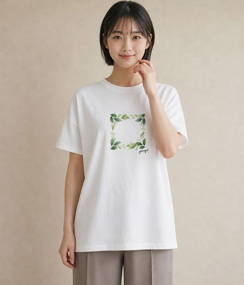 半袖Tシャツ レディース つる 植物 ボタニカル イラスト お洒落 女性 旅行用 白T