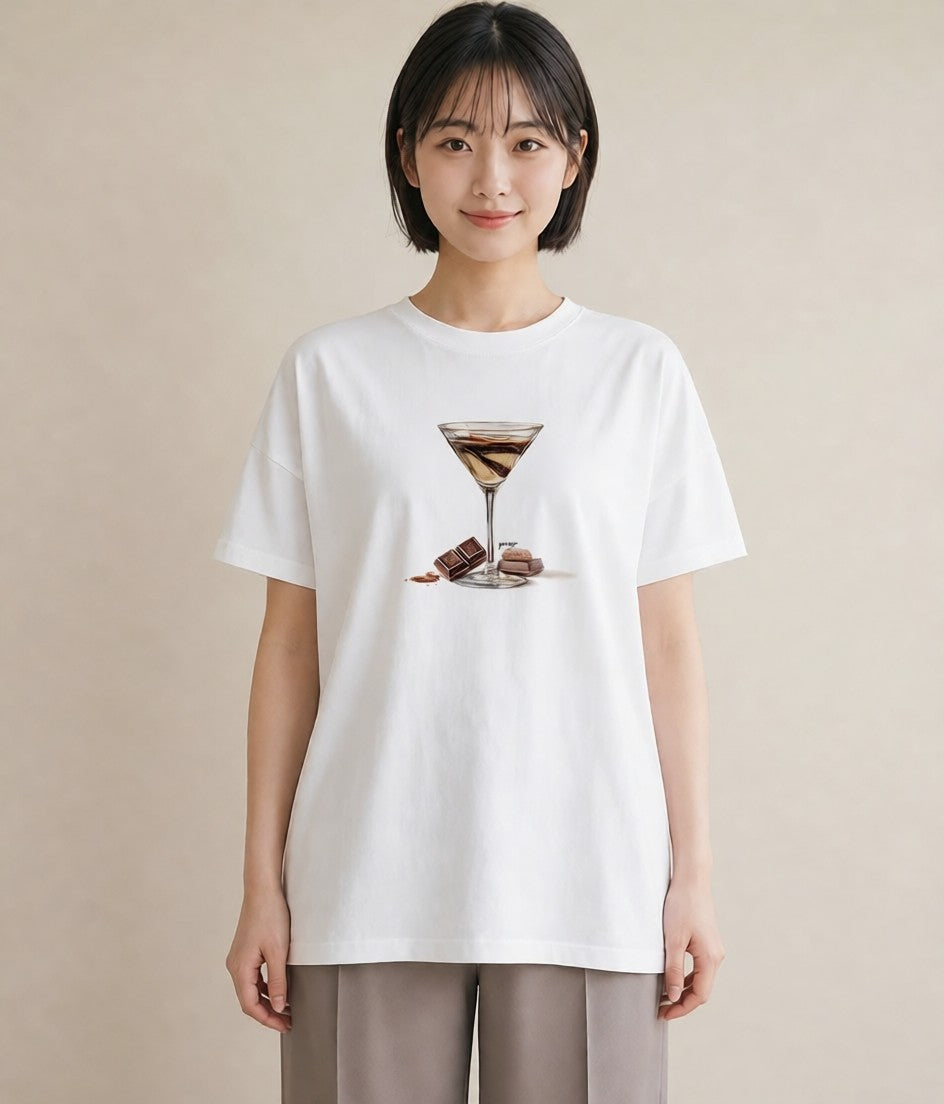 プリントTシャツ レディース チョコ 食べ物 フード イラスト ボタニカル 休日 ペアコーデ 白T