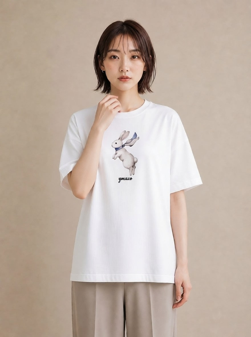 プリントTシャツ レディース ミニうさぎ ペット 動物 イラスト ゆるコーデ 母娘コーデ 自分用 白T