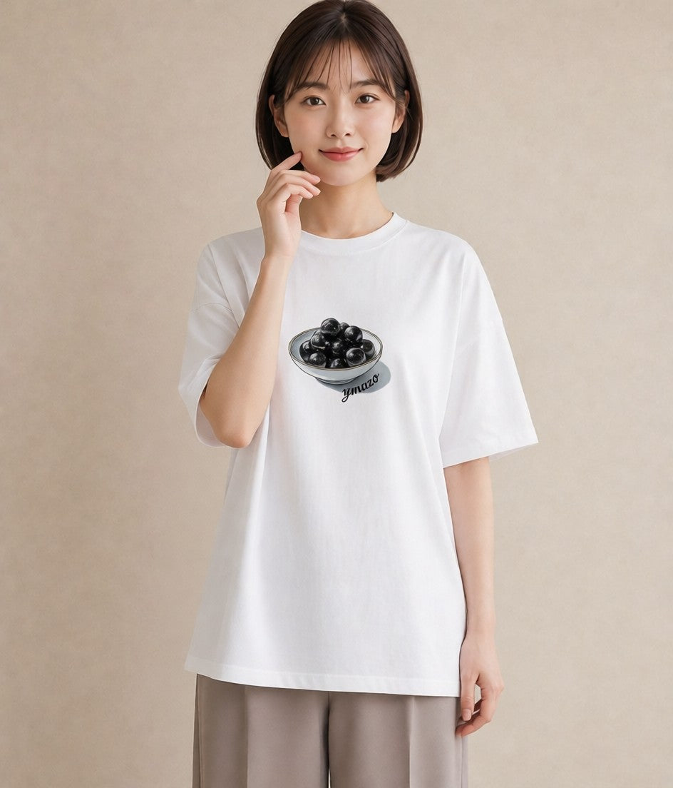 Tシャツ レディース ブルーベリー 食べ物 フード イラスト 淡色 女性向けギフト 散歩 白T