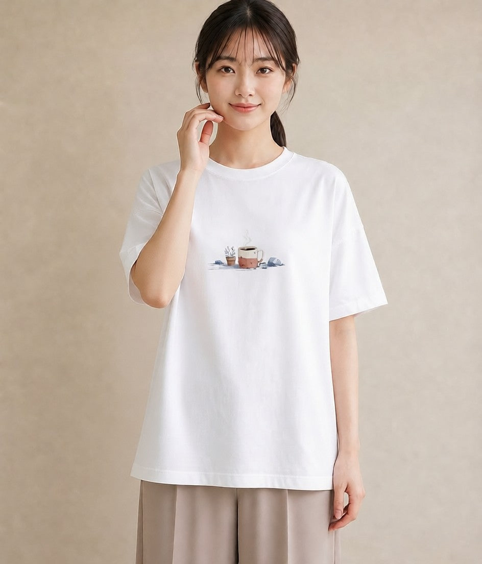 Tシャツ レディース 雨上がりのベンチ ベンチ ナチュラル アンティーク イラスト 週末コーデ 敬老の日 白T