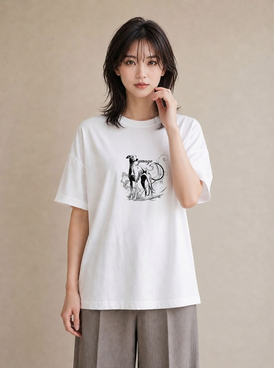 Tシャツ レディース イタリアングレーハウンド 犬 いぬ イラスト 旅行コーデ 週末コーデ 敬老の日 白T