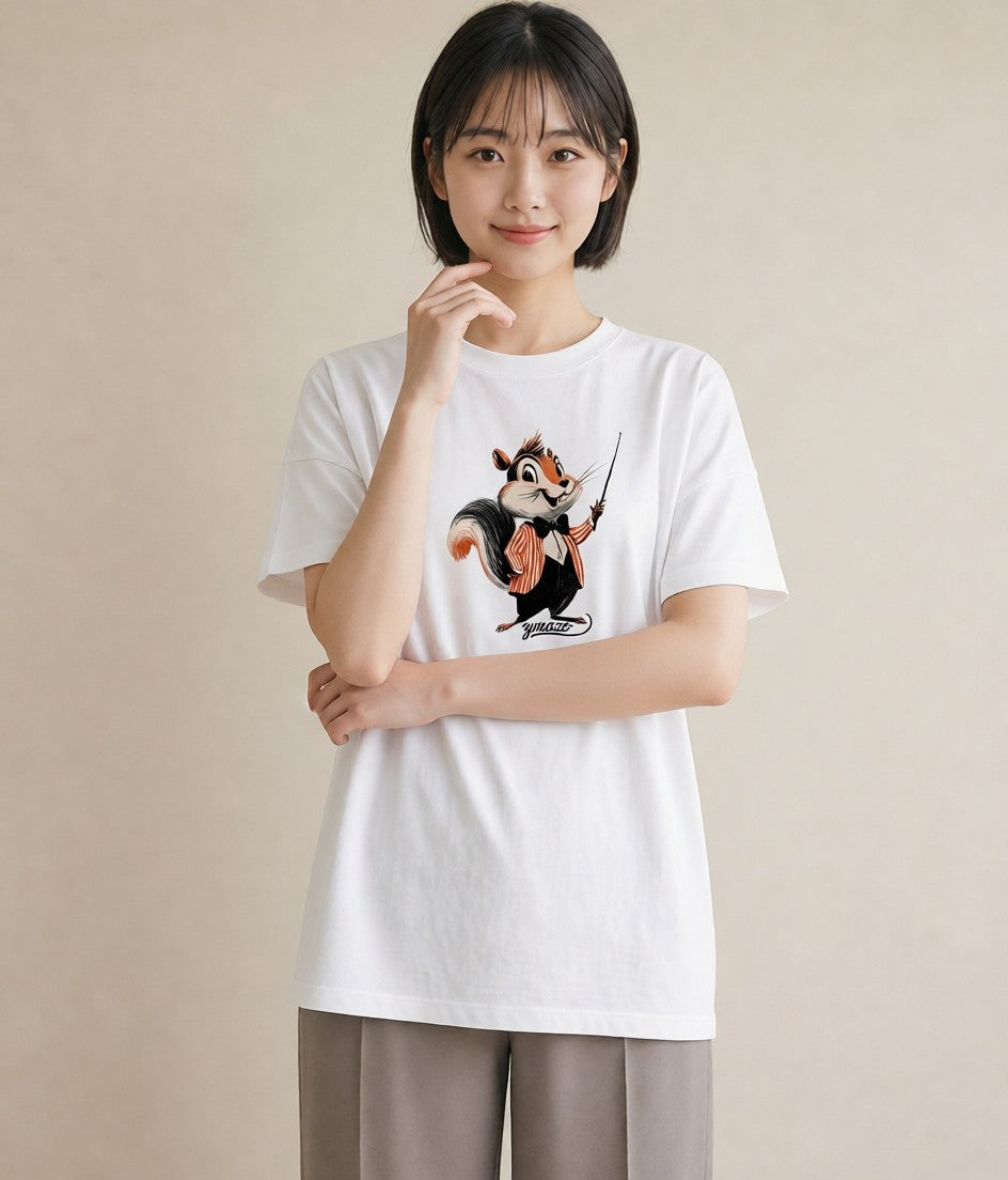 プリントTシャツ レディース シマリス ペット 動物 イラスト クリスマス 旅行 白T