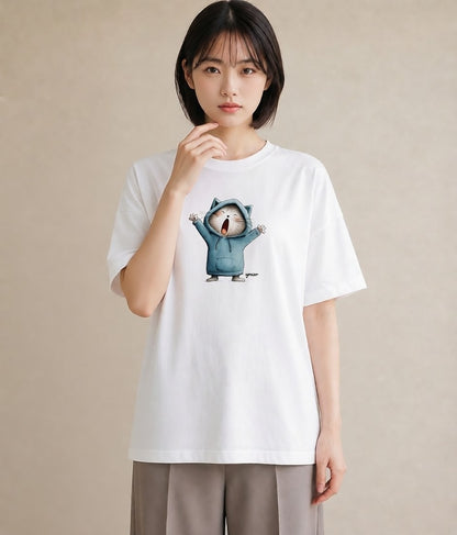 半袖Tシャツ レディース ニャンコ 猫 ねこ イラスト こなれ感 敬老の日 ホワイトデー 白T