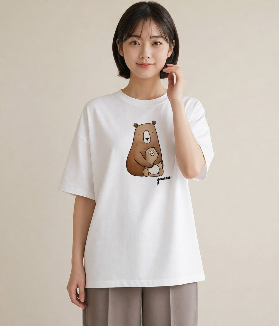 グラフィックTシャツ レディース くま クマ ベア 動物 アニマル イラスト きれいめ 敬老の日 ホワイトデー 白T