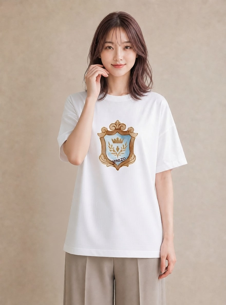 半袖Tシャツ レディース 手鏡 アンティーク レトロ ナチュラル イラスト 抜け感 おしゃれギフト 社会人 白T