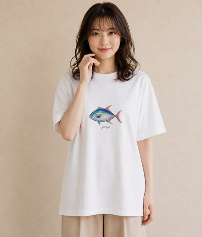 デザインTシャツ レディース マンボウ 海の生き物 海 イラスト ナチュラル ママ カフェ服 白T