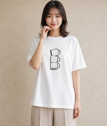 プリントTシャツ レディース コーヒー カフェ 珈琲 イラスト 手描き風 秋コーデ おしゃれギフト 白T