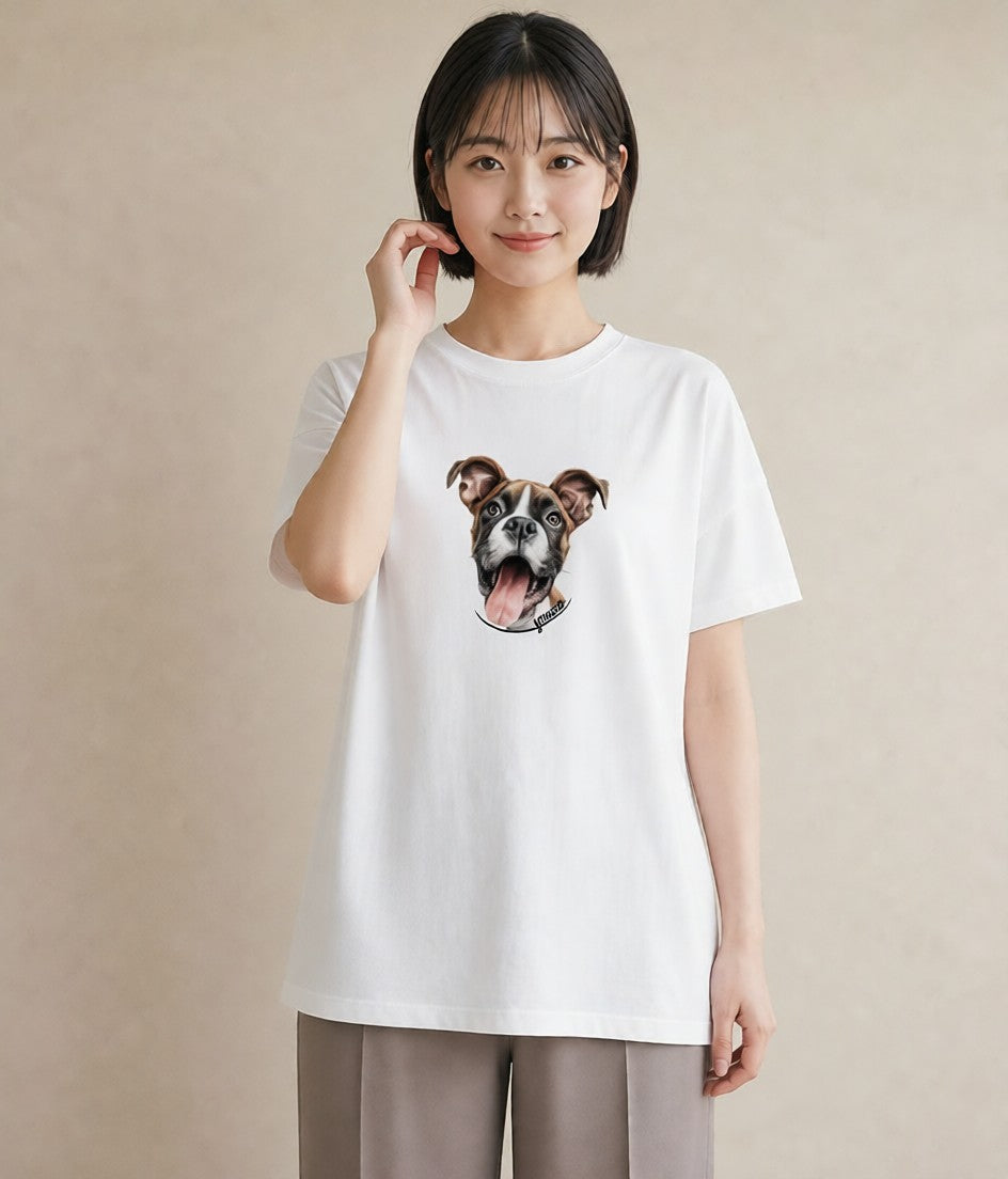 デザインTシャツ レディース 白柴 犬 いぬ イラスト ガーリー ラフ レイヤード 白T