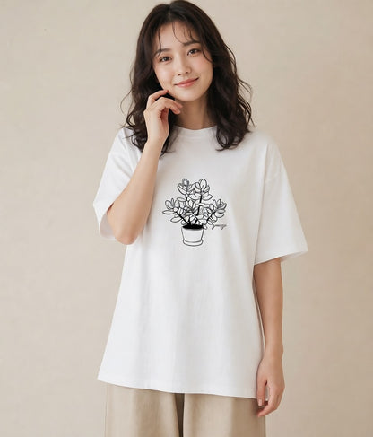 グラフィックTシャツ レディース 夕暮れ バルコニー 夕焼け ナチュラル アンティーク イラスト ゆるコーデ 女子会 お揃い 白T