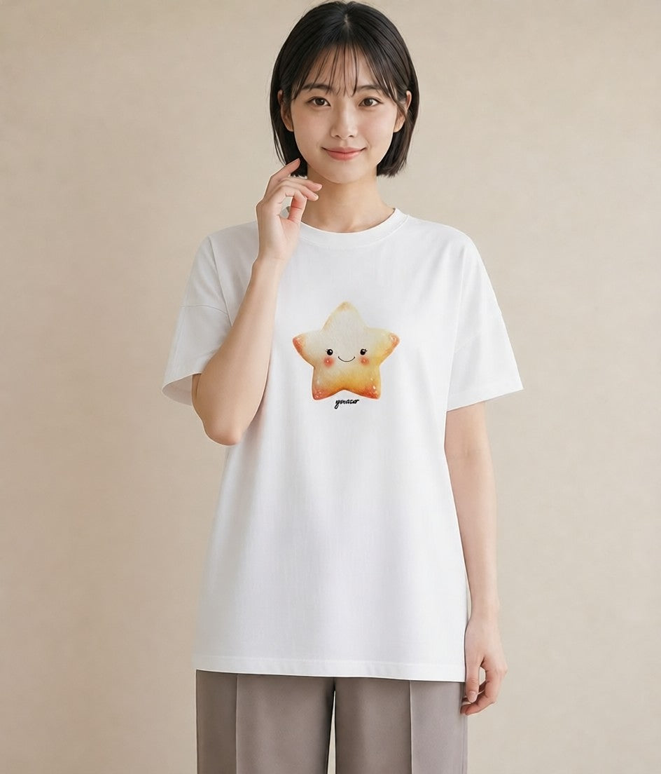 グラフィックTシャツ レディース スター 星空 宇宙 イラスト 普段使い カフェ巡り 女子会 白T