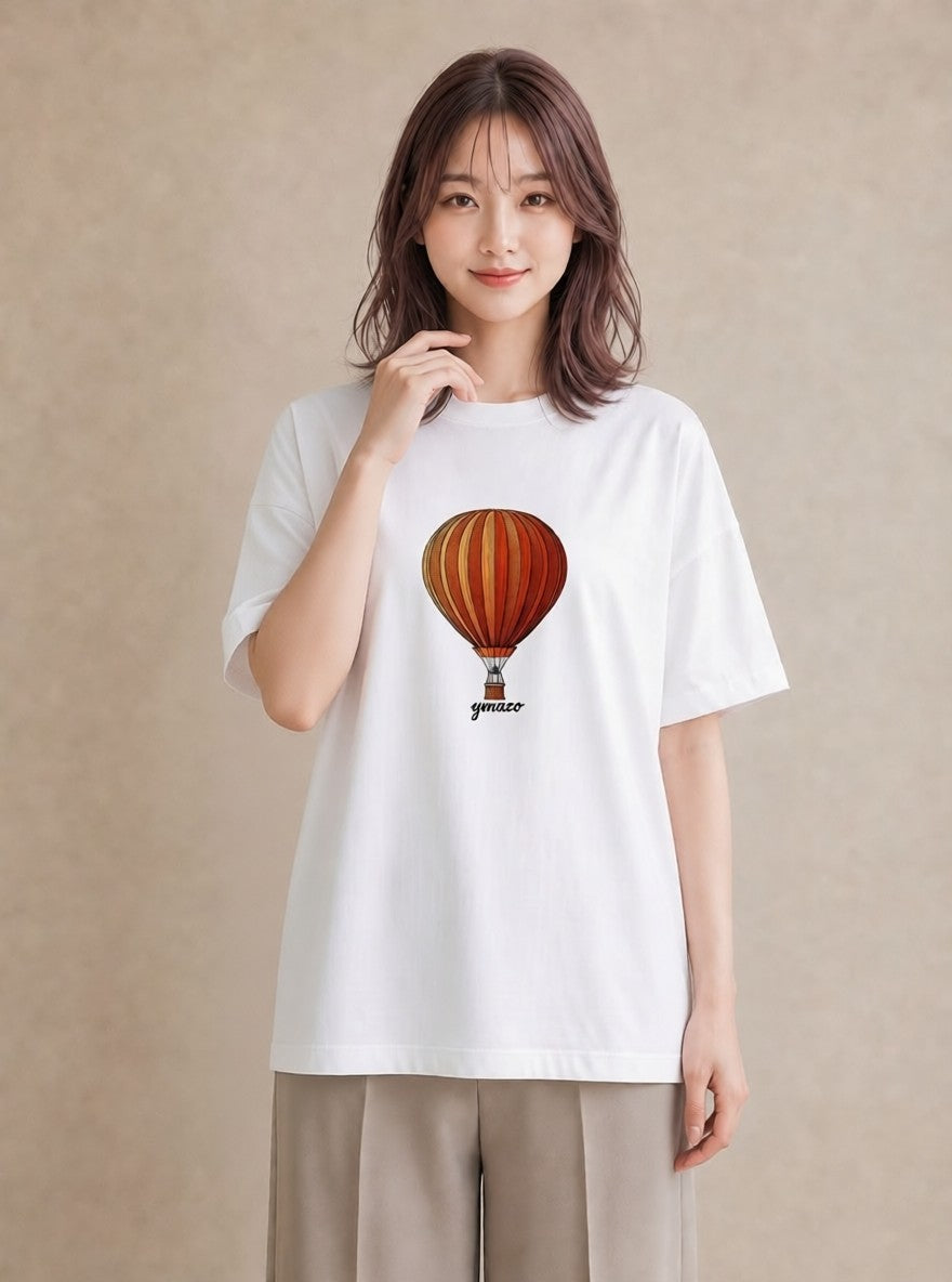 Tシャツ レディース 気球 星空 宇宙 イラスト 個性的 親子 20代 白T