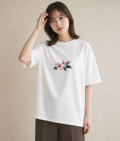 デザインTシャツ レディース 花 花柄 イラスト 春コーデ 姉妹 白T