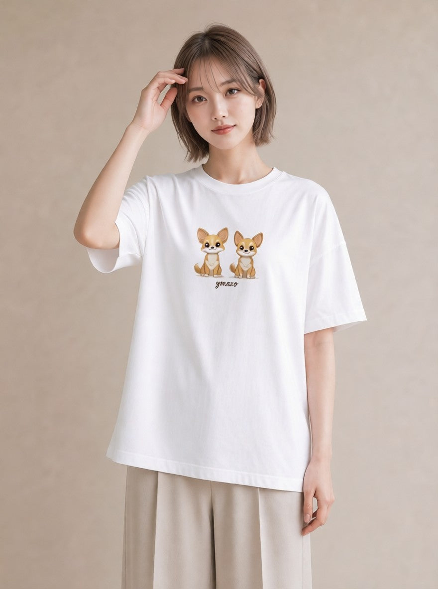 デザインTシャツ レディース チワワ 犬 いぬ イラスト ナチュラル 社会人 女性 白T