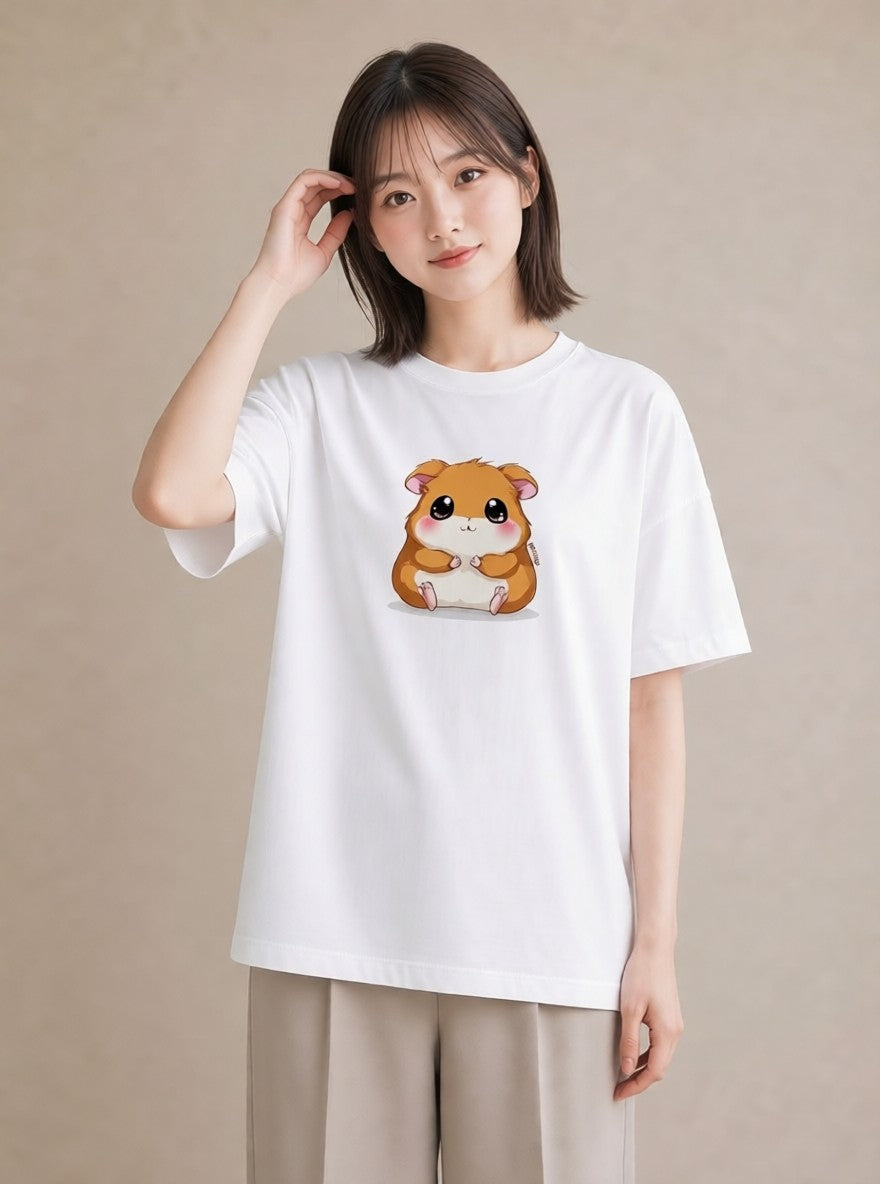 Tシャツ レディース ロボロフスキー ペット 動物 イラスト ゆるかわ デイリーウェア 休日 白T
