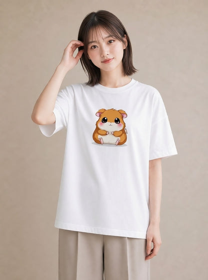 Tシャツ レディース ロボロフスキー ペット 動物 イラスト ゆるかわ デイリーウェア 休日 白T