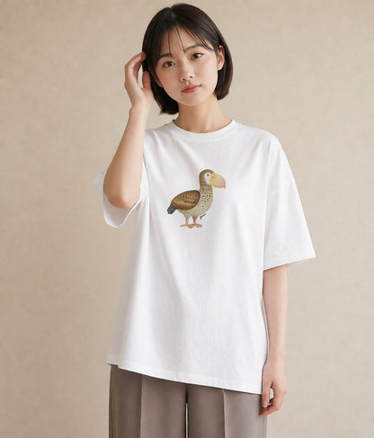 Tシャツ レディース 白文鳥 ペット 動物 イラスト 抜け感 送別ギフト 通勤 白T