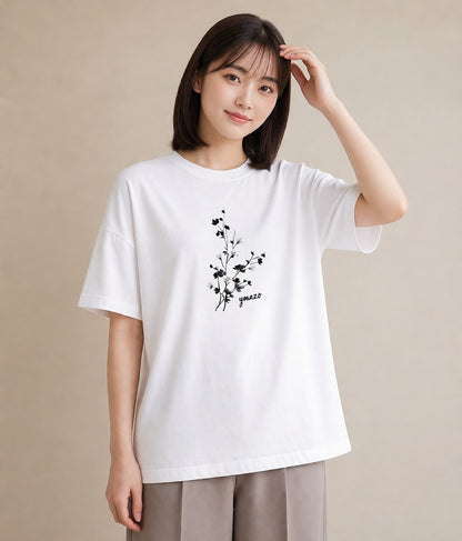 Tシャツ レディース さくら 桜 桜の枝 イラスト 手描き風 自分用 ルームウェア 白T