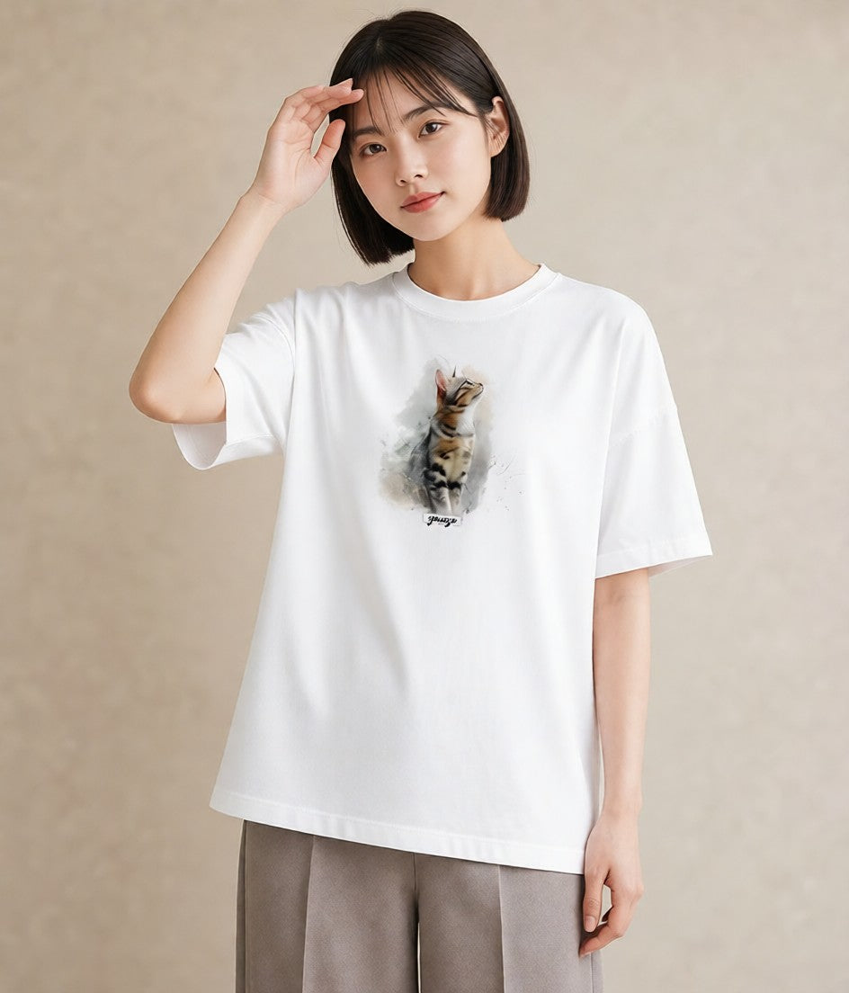 デザインTシャツ レディース スフィンクス 猫 ねこ イラスト 北欧風 親子 20代 白T