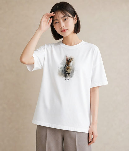 デザインTシャツ レディース スフィンクス 猫 ねこ イラスト 北欧風 親子 20代 白T