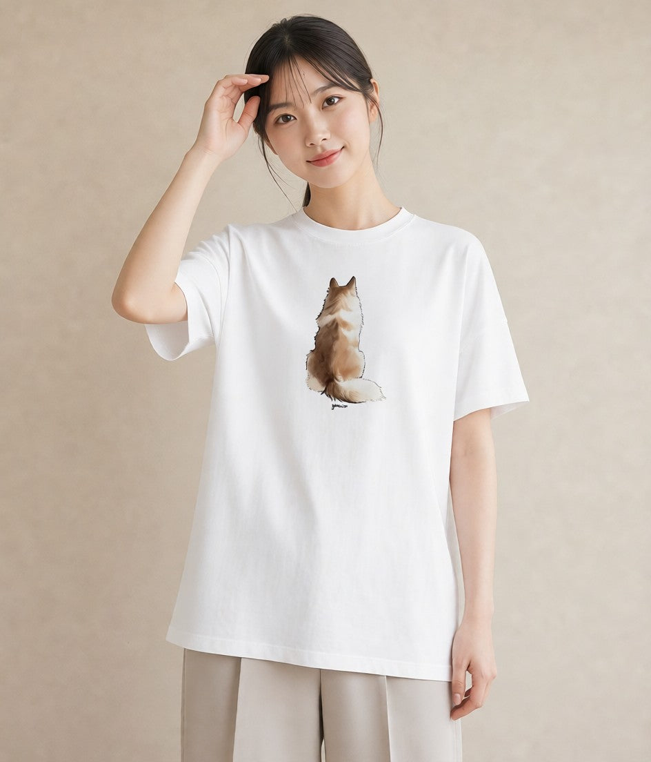 デザインTシャツ レディース 犬好き 犬 いぬ イラスト ママ カフェ服 白T