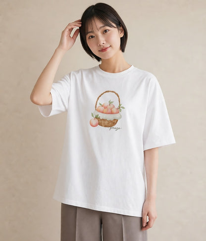 半袖Tシャツ レディース マカロン 食べ物 フード イラスト こなれ感 普段着 週末コーデ 白T
