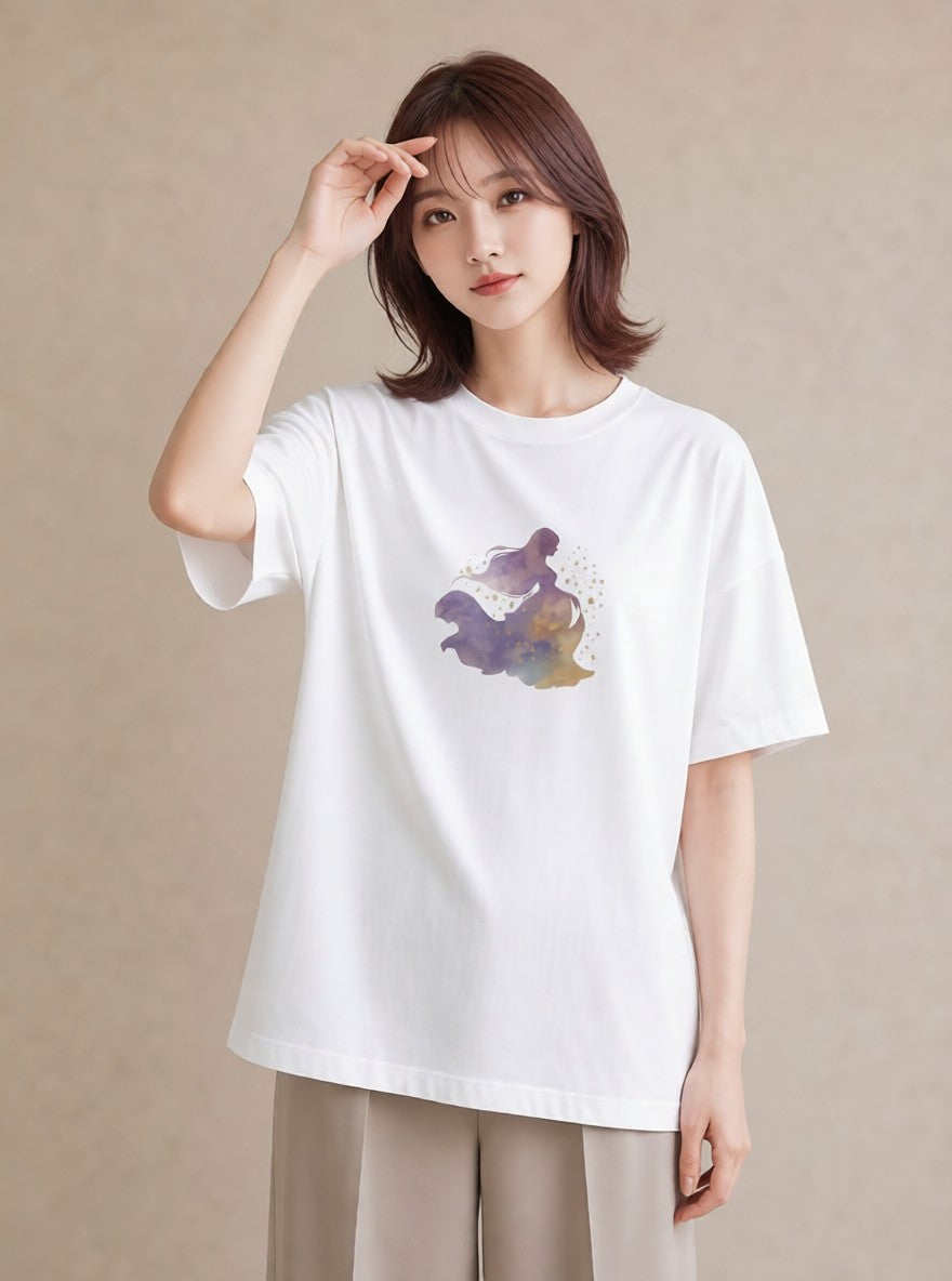 Tシャツ レディース 牡牛座 星空 宇宙 イラスト シンプル 親子 20代 白T