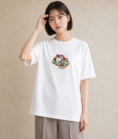 デザインTシャツ レディース あんみつ 食べ物 フード イラスト 休日コーデ 通勤 在宅 白T