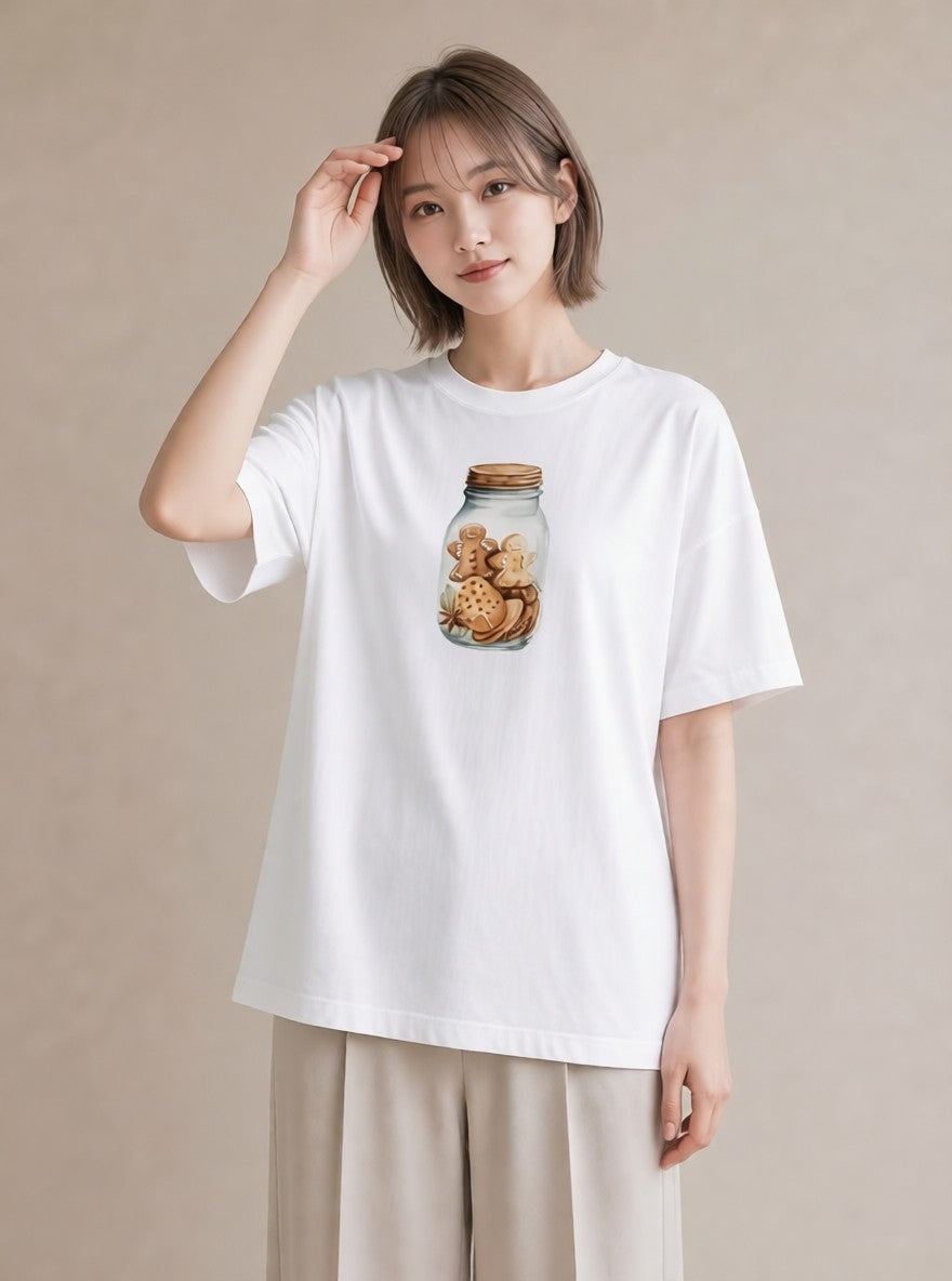 Tシャツ レディース ポップコーン 食べ物 フード イラスト 水彩風 レイヤード 友達ギフト 白T