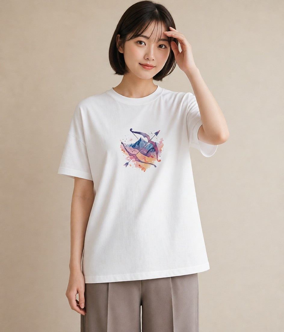Tシャツ レディース 双子座 星空 宇宙 イラスト ナチュラル 母の日 ビーチ 白T
