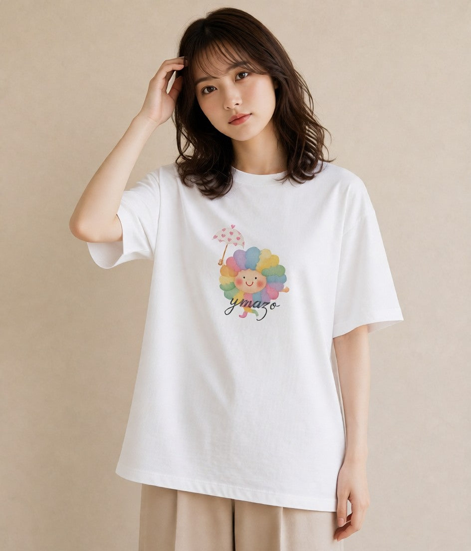 半袖Tシャツ レディース 虹 星空 宇宙 イラスト 淡色 旅行 母娘コーデ 白T