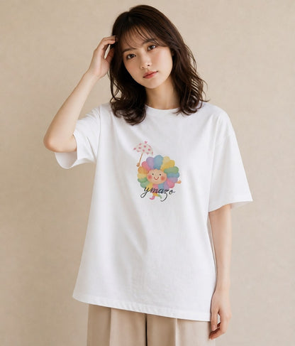 半袖Tシャツ レディース 虹 星空 宇宙 イラスト 淡色 旅行 母娘コーデ 白T