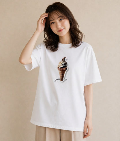 グラフィックTシャツ レディース マカロン 食べ物 フード イラスト こなれ感 旅行 母娘コーデ 白T