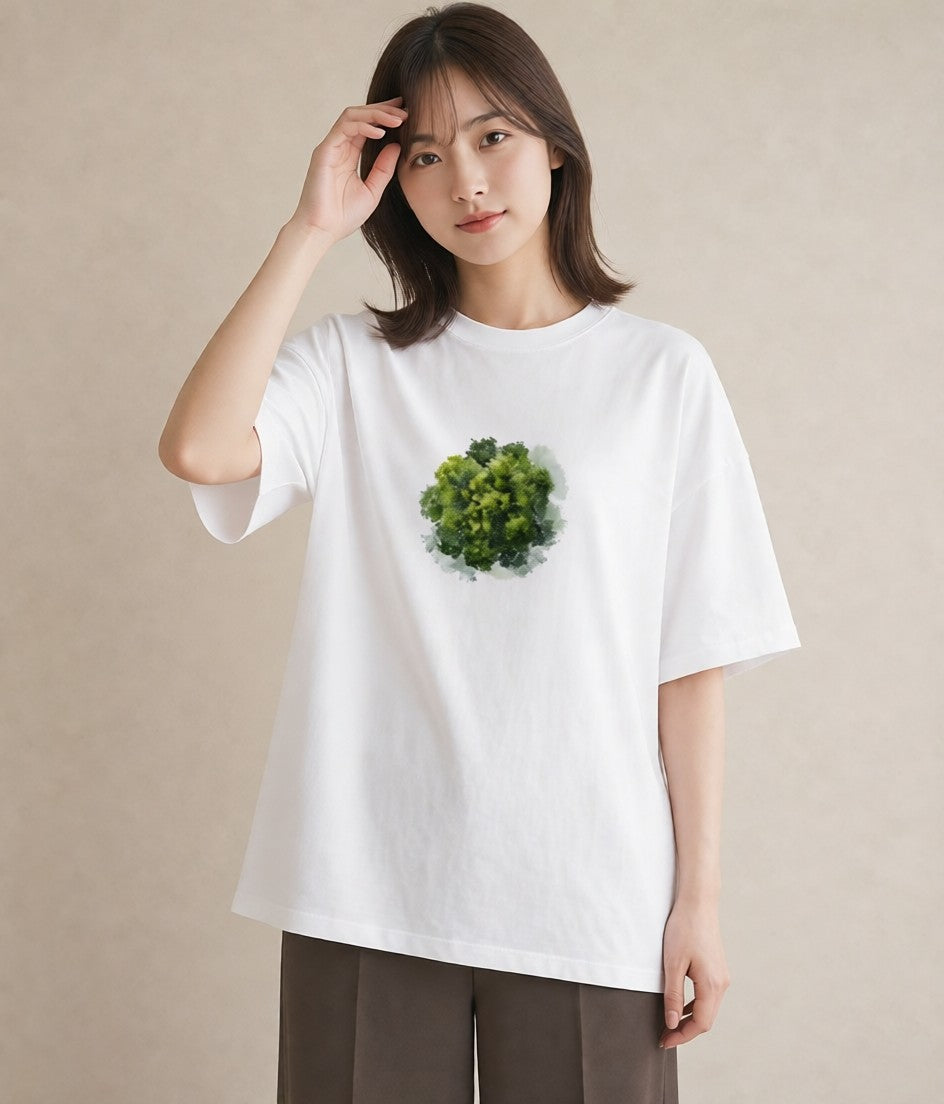 デザインTシャツ レディース 森 植物 ボタニカル イラスト きれいめカジュアル ビーチ デイリーウェア 白T