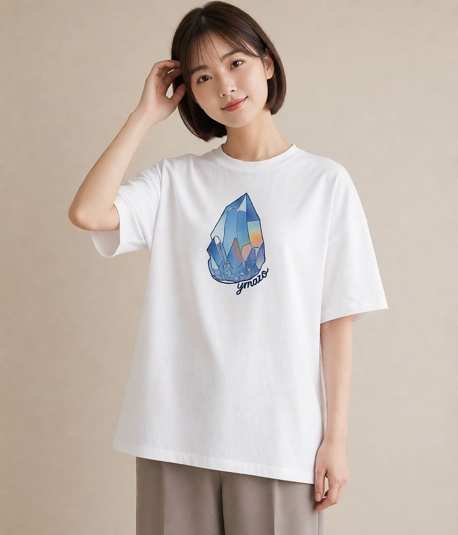 プリントTシャツ レディース オーロラ 星空 宇宙 イラスト ボタニカル 通勤 在宅 白T