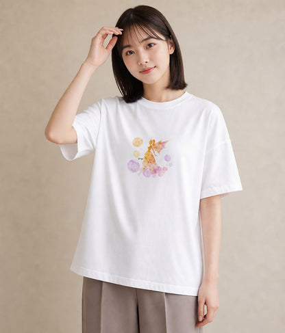 半袖Tシャツ レディース 水瓶座 星空 宇宙 イラスト ゆるかわ ペアコーデ 秋コーデ 白T