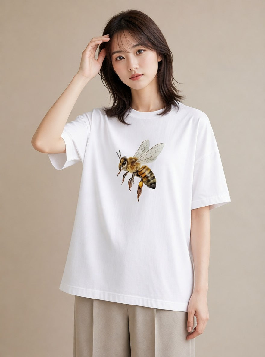 Tシャツ レディース ハニー 食べ物 フード イラスト ラフ 送別ギフト 通勤 白T