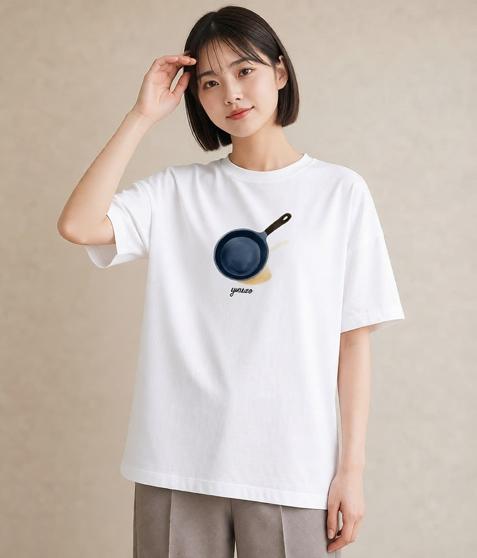 プリントTシャツ レディース 目玉焼き 食べ物 フード イラスト ミセス 春コーデ 白T