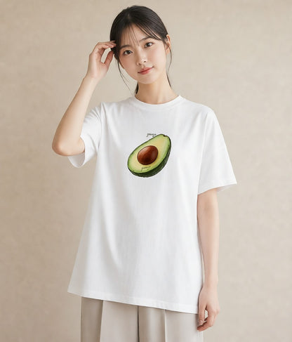プリントTシャツ レディース アボカド 食べ物 フード イラスト ヴィンテージ風 クリスマス 旅行 白T