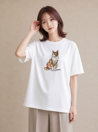 Tシャツ レディース エキゾチックショートヘア 猫 ねこ イラスト カジュアル 親子 20代 白T