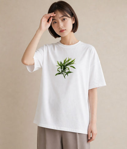 プリントTシャツ レディース ハーブティー 食べ物 フード イラスト ユニーク ママ カフェ服 白T