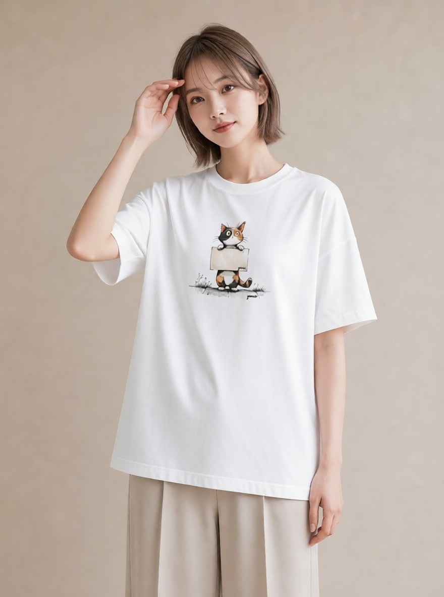 グラフィックTシャツ レディース マンチカン 猫 ねこ イラスト 抜け感 旅行用 海 白T